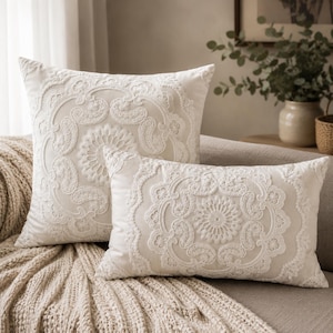 Runder Kissenbezug mit handbesticktem Reißverschluss, Boho-Kissenbezug für Sofa und Wohnzimmer, stilvolles Wohnaccessoire, Geschenkidee für Sie