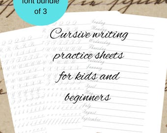 Cursive Writing Practice Book for Kids & Beginners (customized fonts -3 types)