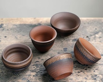 Handmade Rustic Stoneware Tea Cup | Wabi-Sabi Gongfu Tea Bowl | 80ml | 5 Styles Available