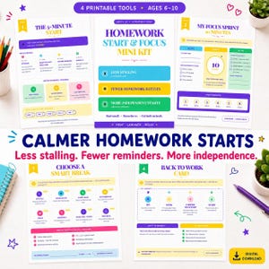 Kit imprimible para que los niños se concentren en sus tareas: inicio en 5 minutos, temporizador y pausas activas.