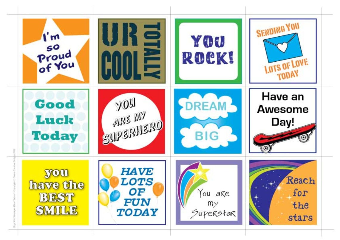 Printable Lunchbox Notes for Kids Mini Messages - Etsy