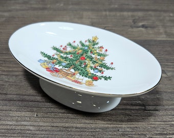 Vintage Porcelain Christmas Tree Soap Dish Tray Japan