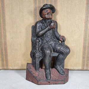 Victorian 19th Century Man Drinking Ale Door Stop 10 Inch Souter Johnnie Cast Iron