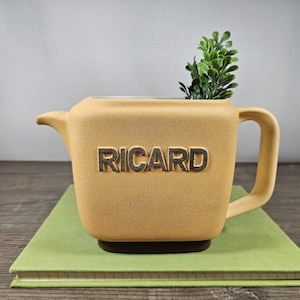 Vintage 1970&#39;s French Ricard Ceramic Carafe Pitcher Terra Cotta Orange Brown