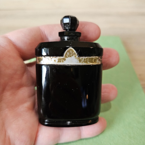 Vintage Caron Nuit De Noel Perfume Empty Black Glass Bottle 3 Inch