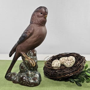 Vintage Rare Terracotta Parakeet Bird Figurine 4.5&quot; Brownware Style Bird Figure