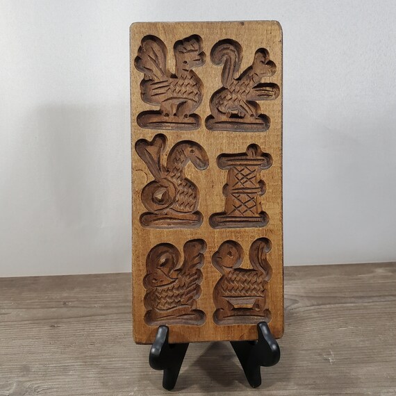 Vintage Springerle Wooden Maple Candy Cookie Butter Mold Primitive 