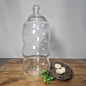 Vintage Bubble  Clear Glass Apothecary Storage Jar, Glass Storage Jar