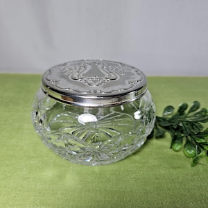 Vintage Gorham Silver Plate and Crystal Trinket Ring Dish