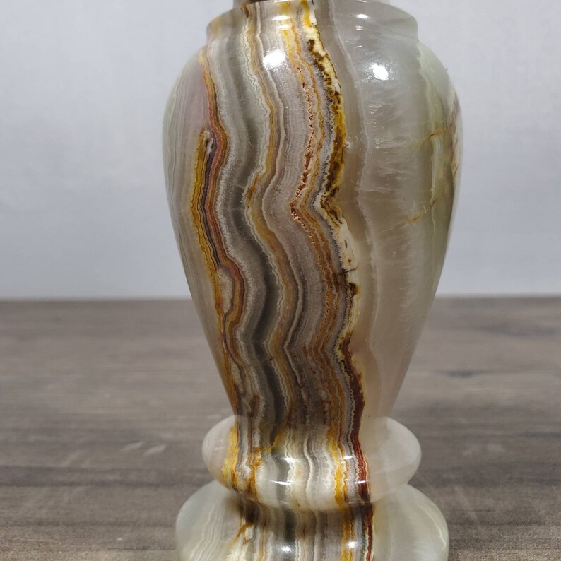 Vintage Onyx Urn Bud Vase With Browns and Greens Etsy