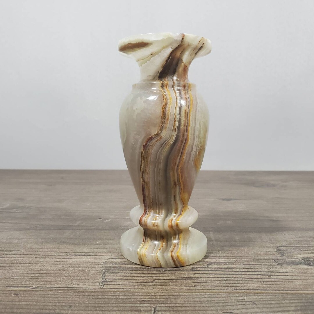 Vintage Onyx Urn Bud Vase With Browns and Greens Etsy