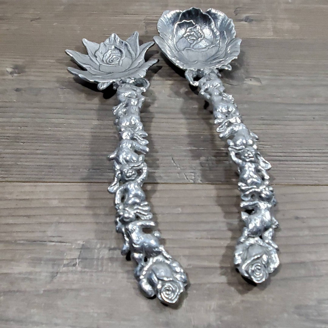 Vintage Arthur Court Aluminum Rabbit Salad Serving Pieces 1995, Easter ...