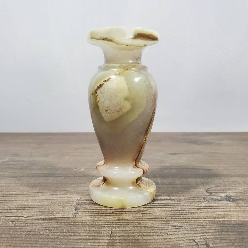 Vintage Onyx Urn Bud Vase With Browns and Greens Etsy