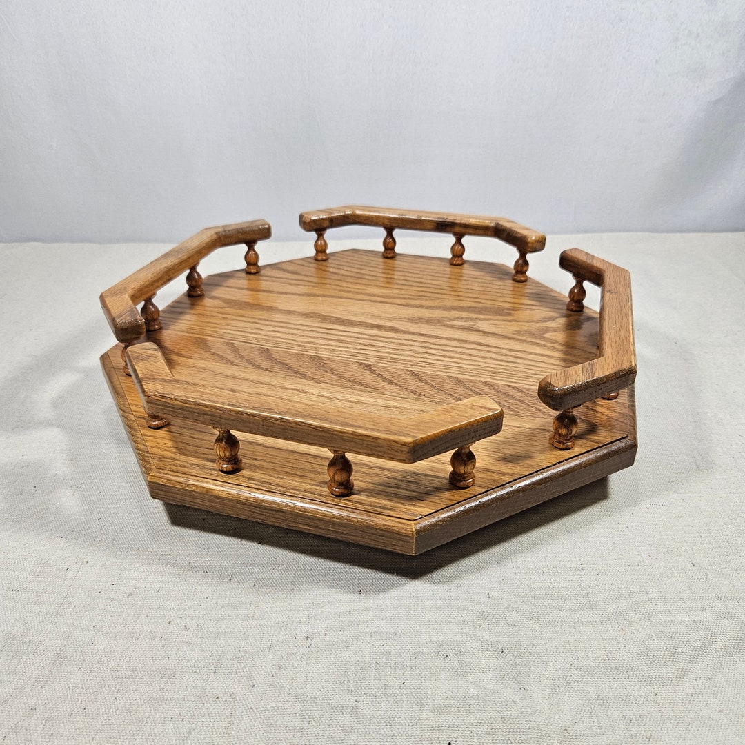 Vintage Oak Lazy Susan for Kitchen Table Etsy