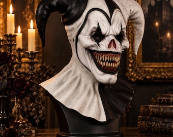 Zwart-wit narrenmasker, griezelige clown cosplay, Halloweenkostuum