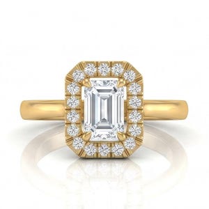 Emerald Cut Halo Engagement Ring CAD File, 3D STL Model (Digital Download)
