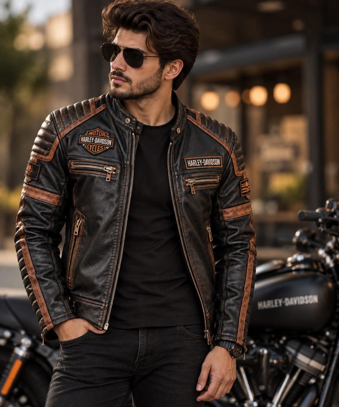 Brown Harley Davidson Leather Jacket - Etsy