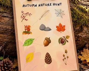Autumn nature hunt PDF download Scavenger hunt - printable kids activity