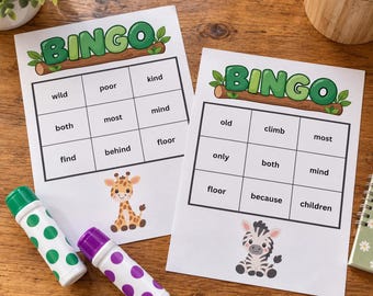 Sight words,  common exception words, bingo learning game. Ages 6-7 KS1 year 2  fun learning activity, printable phonics reading  pdf