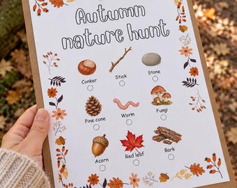 Autumn Scavenger hunt - PDF  - Nature hunt - A4 - printable kids activity