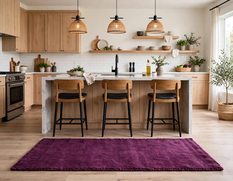 Purple Hand Tufted Wool Rug, Solid Plum Modern Area Carpet - Etsy