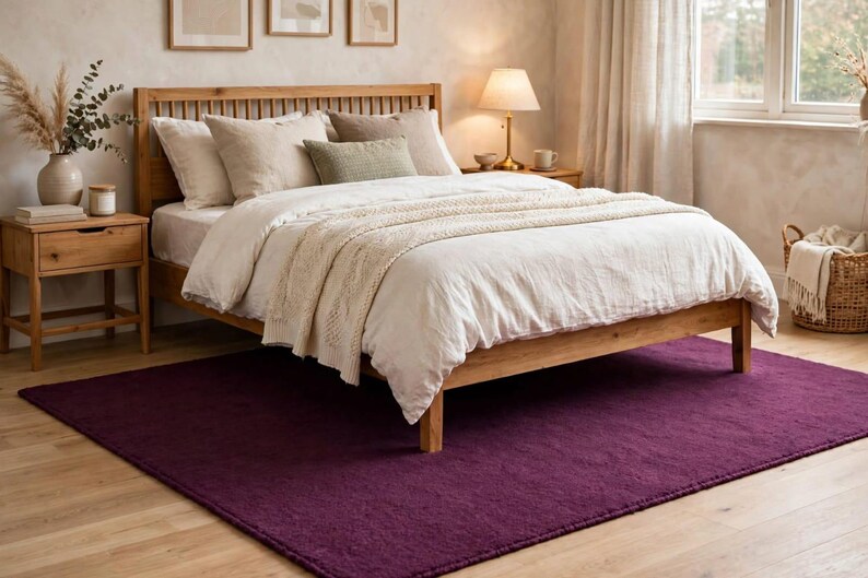 Purple Hand Tufted Wool Rug, Solid Plum Modern Area Carpet - Etsy