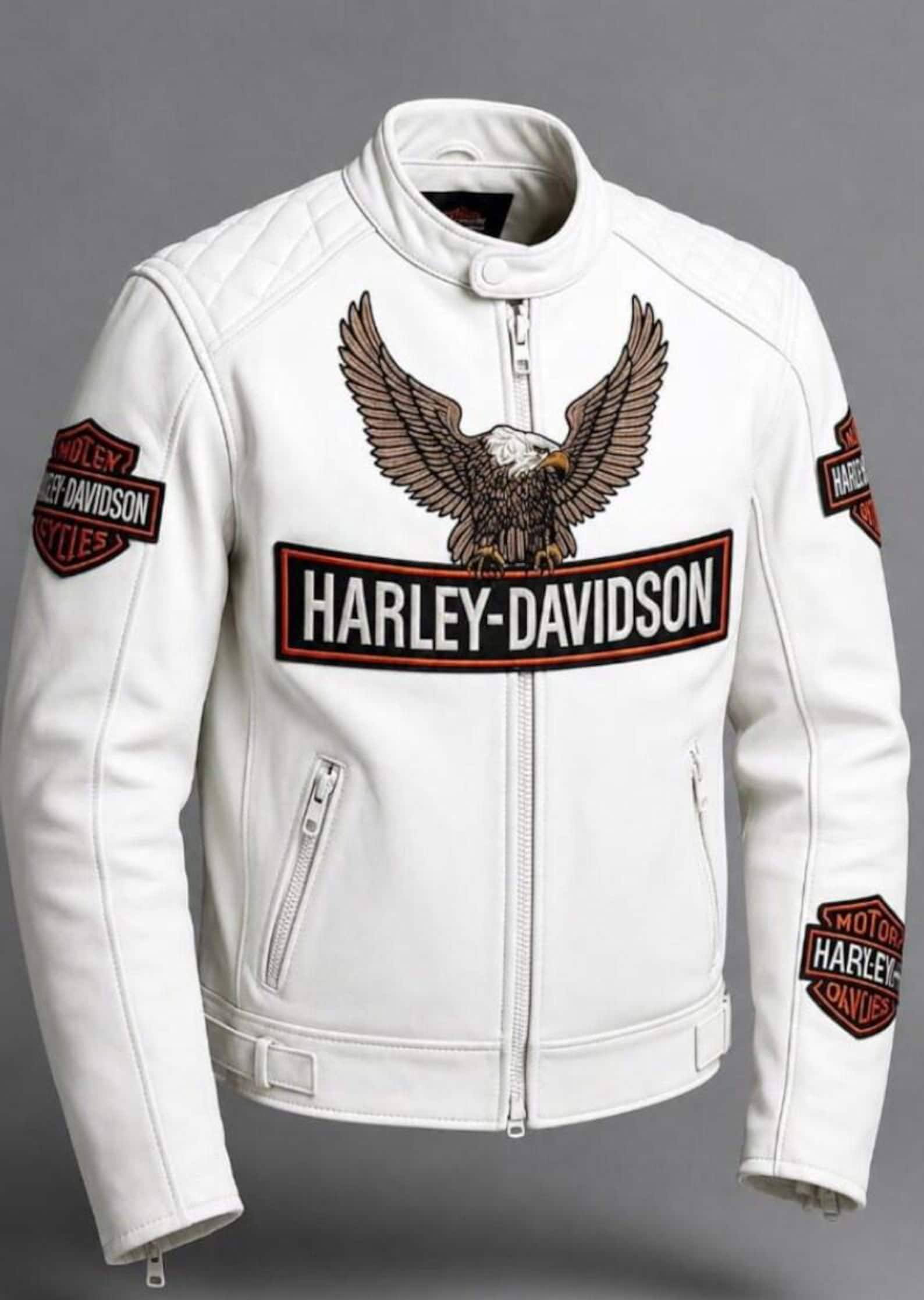Harley Davidson White Leather Jacket - Etsy