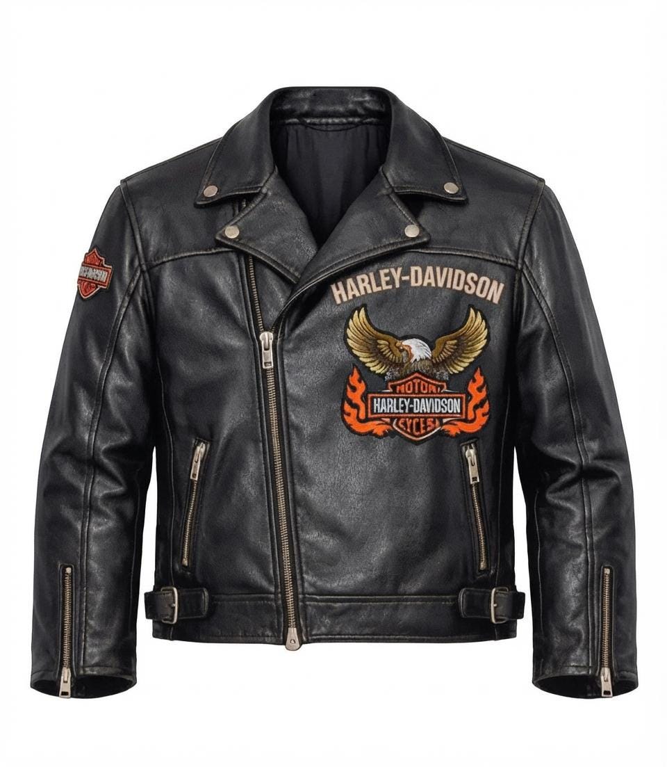 Harley Davidson Leather Flames Jacket - Etsy