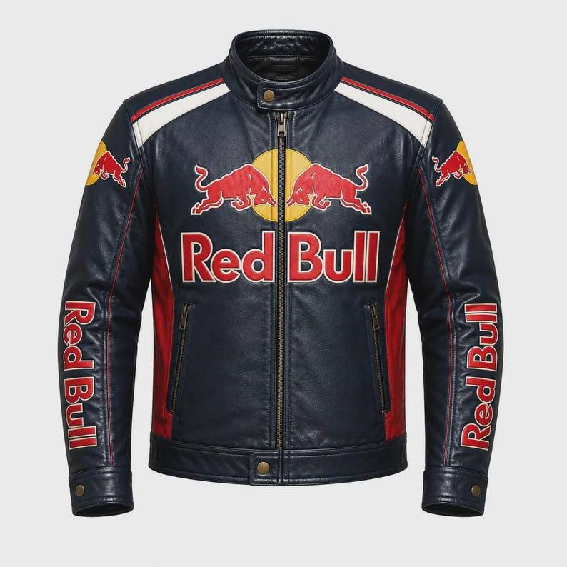 Red Bull Leather Racing Jacket - Etsy