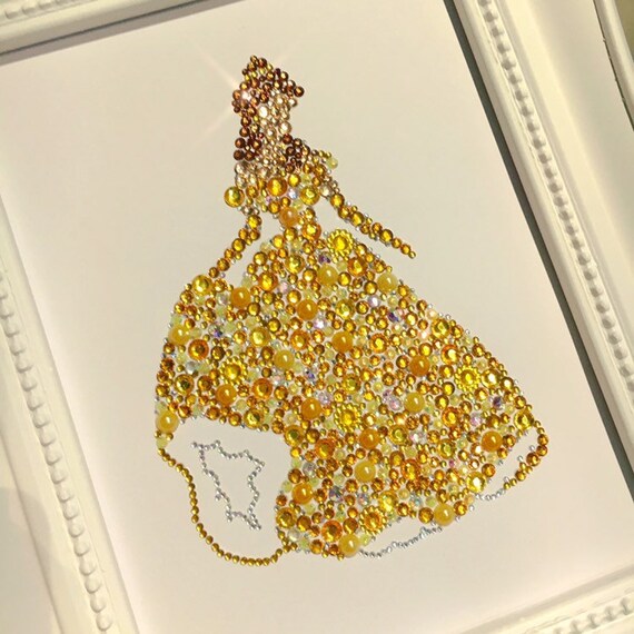 Belle Beauty The Beast Disney Framed Swarovski Button Crystal Decoration Girls Bedroom Baby Girls Princess Disney Gift Baby Shower Disney