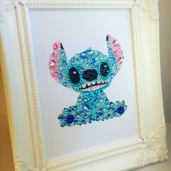 Puntada, Decoración de regalo. lilo & stitch button swarovski arte