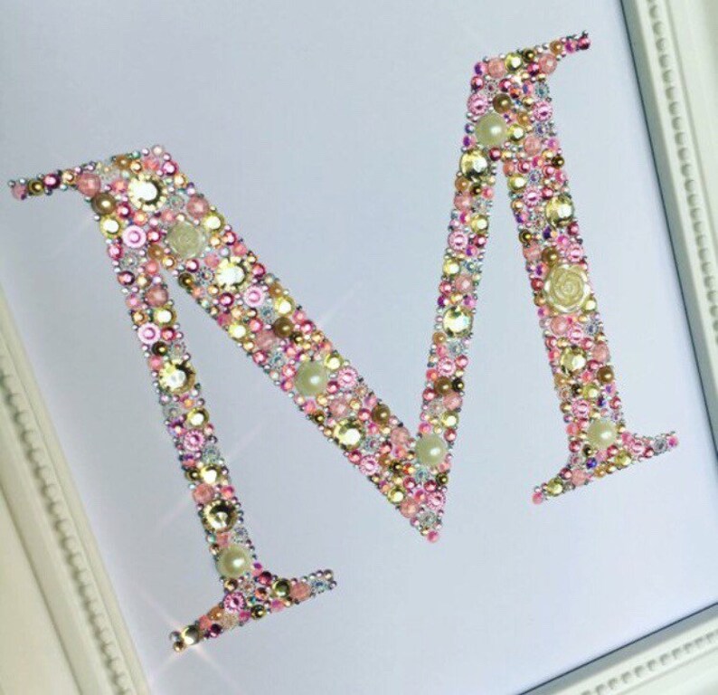 Initial Letter Name Frame Personalised Gift Button Wall Art Etsy UK