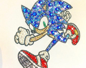 Sonic the hedgehog. picture art frame Sega sonic hedgehog gifts personalised gift bedroom decor Swarovski button art