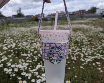 Handmade Crochet Cold Cup Sleeve | 100% Cotton Iced Coffee Cozy | Reusable Drink Holder