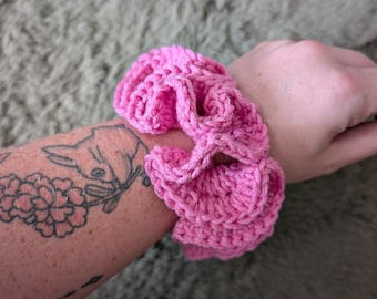Handmade Crochet Scrunchie | Cotton-Acrylic Blend Hair Tie