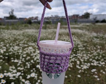 Handmade Crochet Cold Cup Sleeve | 100% Cotton Iced Coffee Cozy | Reusable Drink Holder