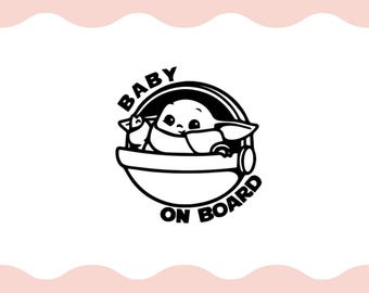 Baby Yoda Baby on Board Car Decal | Star Wars Inspired Vinyl Bumper Sticker | Waterproof Vinyl