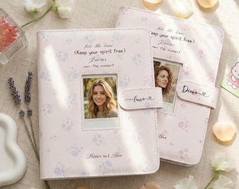 Album photo floral personnalisé, album Instax Mini avec fenêtre photo personnalisée, album de collection de photocartes K-pop esthétiques, cadeau d'anniversaire