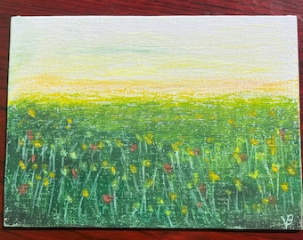 Cuadro original hecho a mano con pasteles al óleo sobre lienzo de cartón.