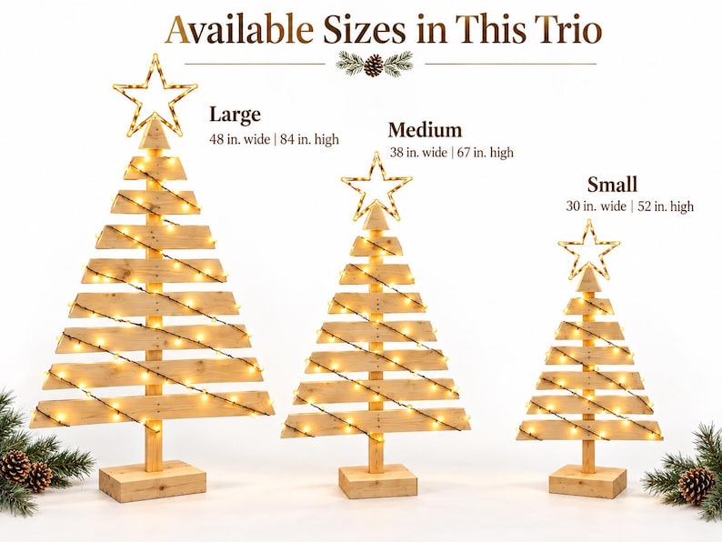 DIY Wooden Christmas Tree Trio Plans | Lighted Outdoor Yard Decor (PDF