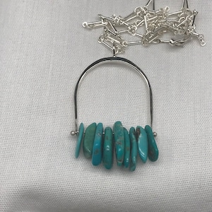Sterling turquoise necklace, not southwest, OOAK, ready to ship