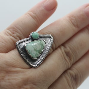 Sterling silver modern handmade ring, Carico Lake Turquoise, size 7, ready to ship, OOAK