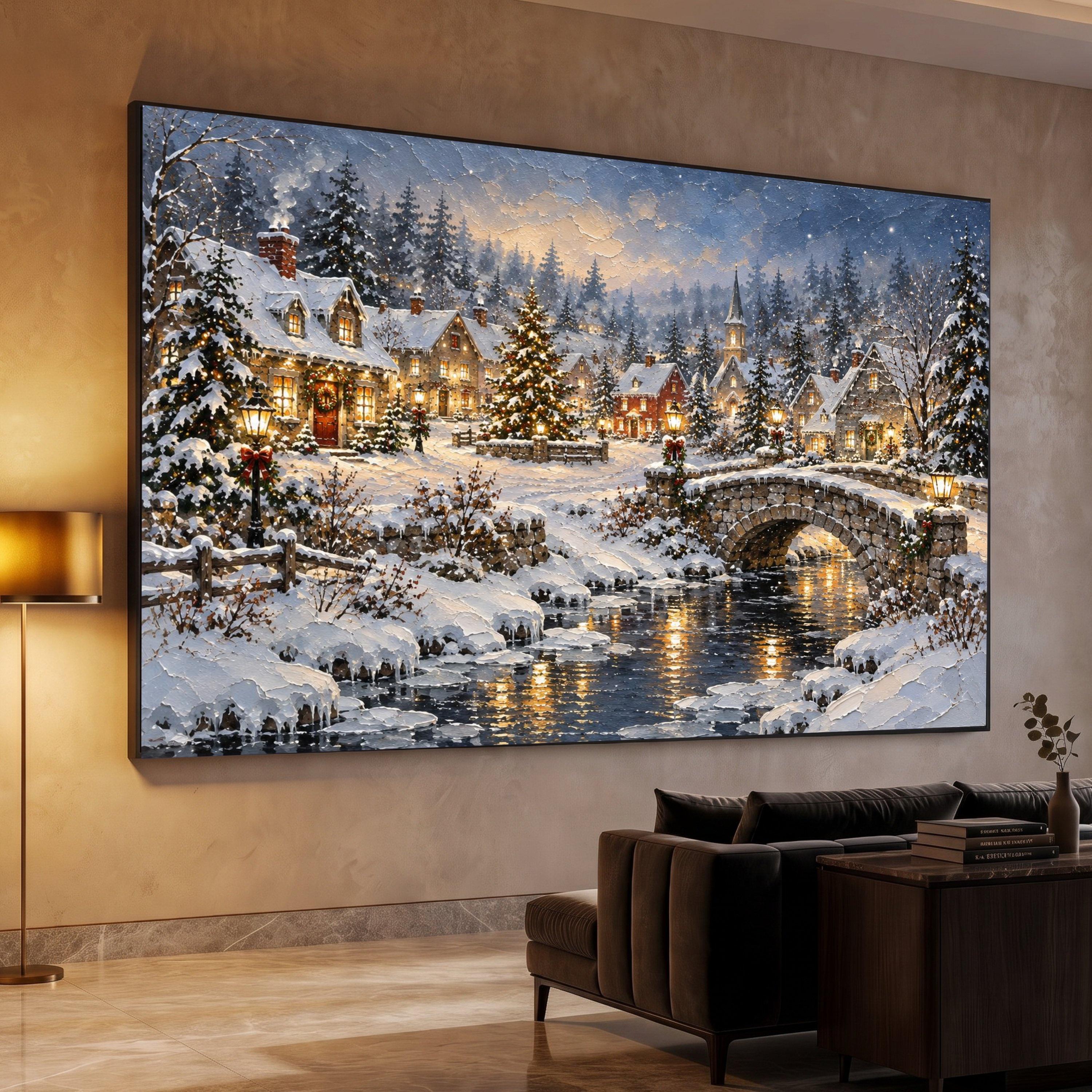 光の画家トーマスキンケードヴィンテージラグマット 雪景色 冬の風景 タペストリー Thomas kinkade lighted tapestry - Etsy 日本