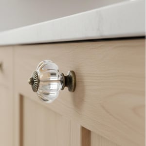 Clear Glass Pumpkin Cabinet Knob Antique Style Drawer Pull Dresser Cupboard Door Hardware