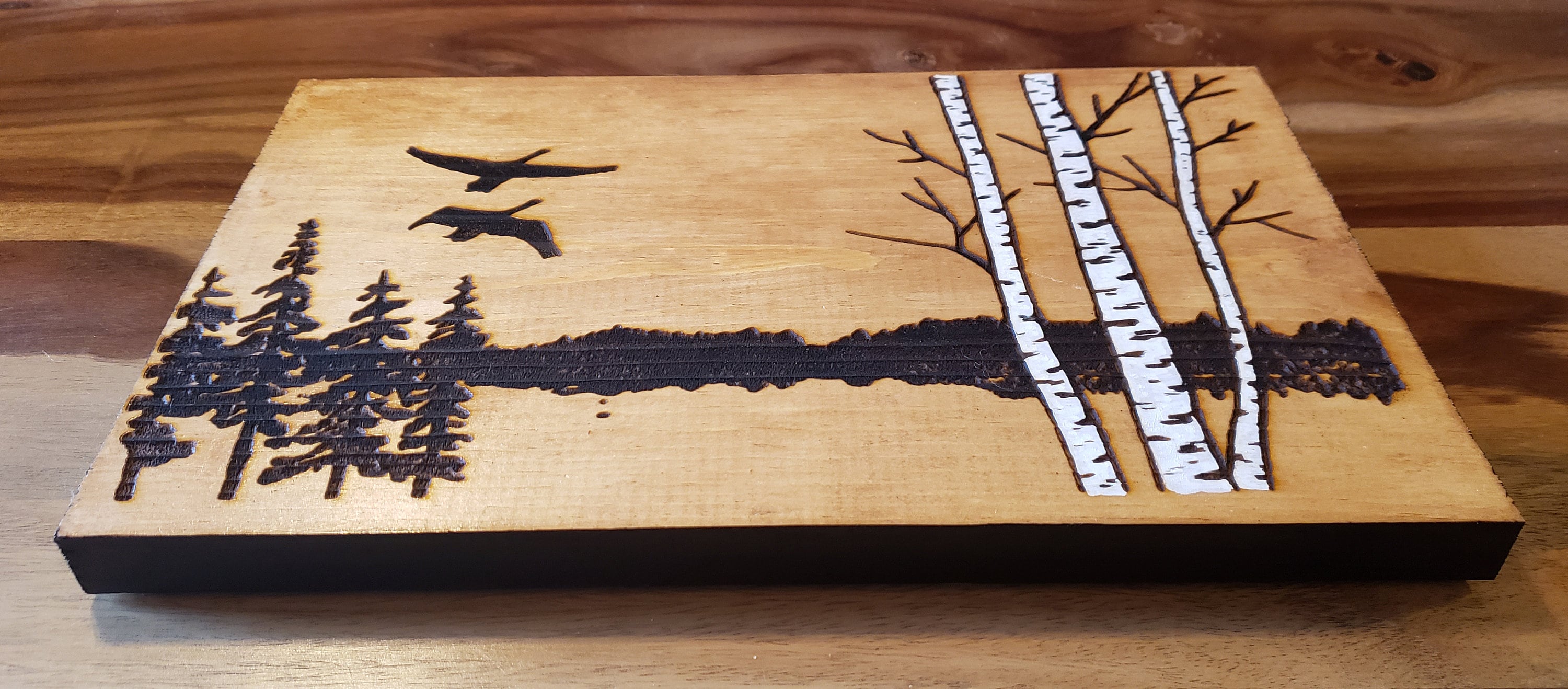 Woodburning, Pyrography, Forest Scene, Birch, Aspen, Trees, Woodland ...