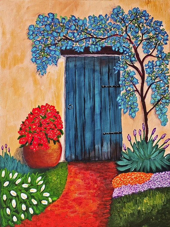 Original Acrylic Painting, 9x12 Canvas Panel, Tuscan Door - Etsy
