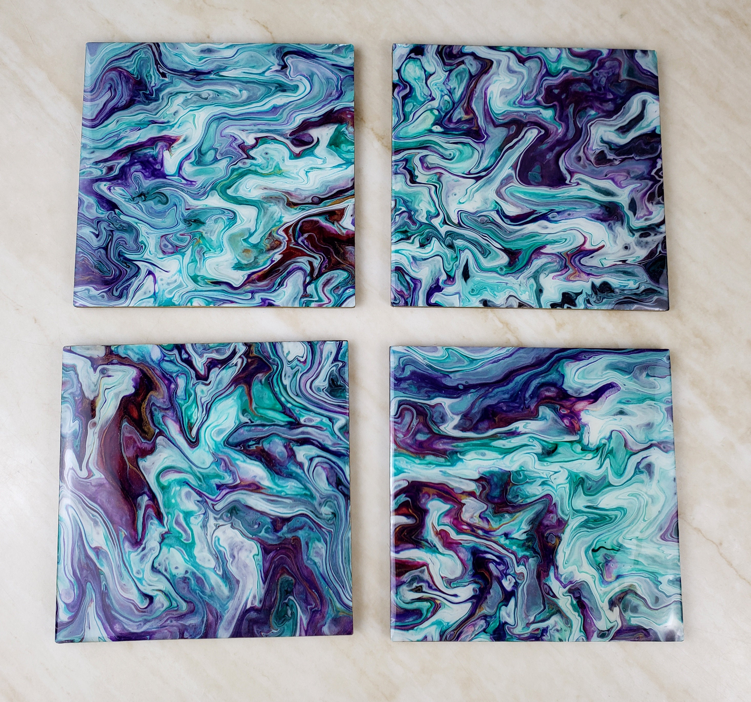Marble Pour Art Tray - Pinot's Palette Painting