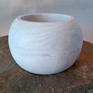 Plant Pot, Round, Spherical, Ceramic Resin, Marbleized, Indoor Planter, Minimalist
