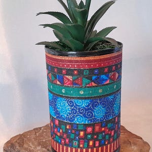 Handmade Ethnic Fabric Plant Pot with Artificial Agave