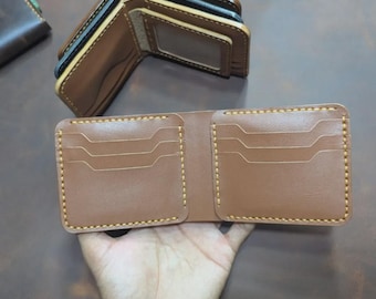 Handcrafted Leather Bifold Wallet, 6 Card Slots, Cash Compartment (Men's)